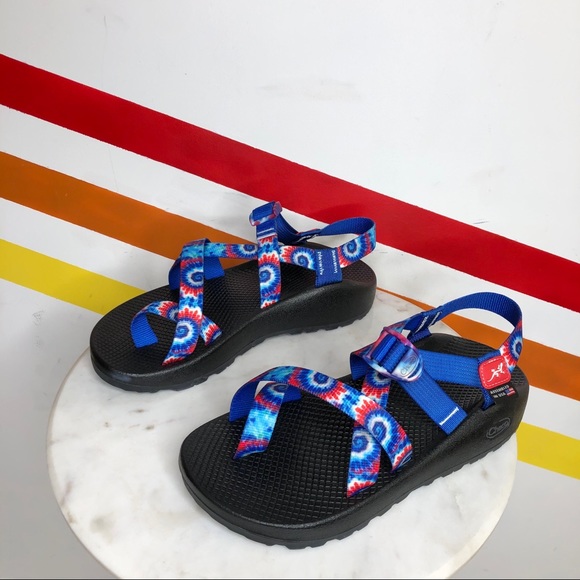 red white and blue chacos